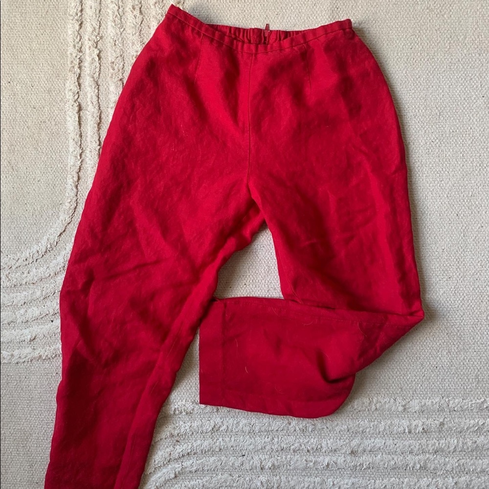 Vintage red linen trousers